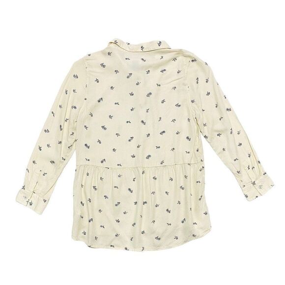 Cream Navy Floral Peplum Skirted Blouse - Picture 3 of 4